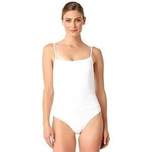 NWT Anne Cole Shirred Maillot Solid One-Piece Swimsuit 6 $78